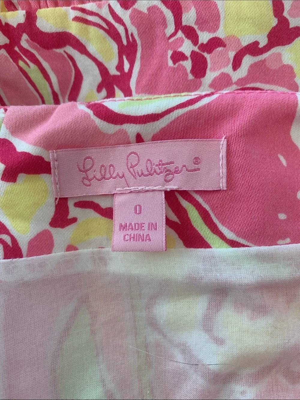 Lilly Pulitzer Pink Floral Print Mini Skirt with Yellow Accents